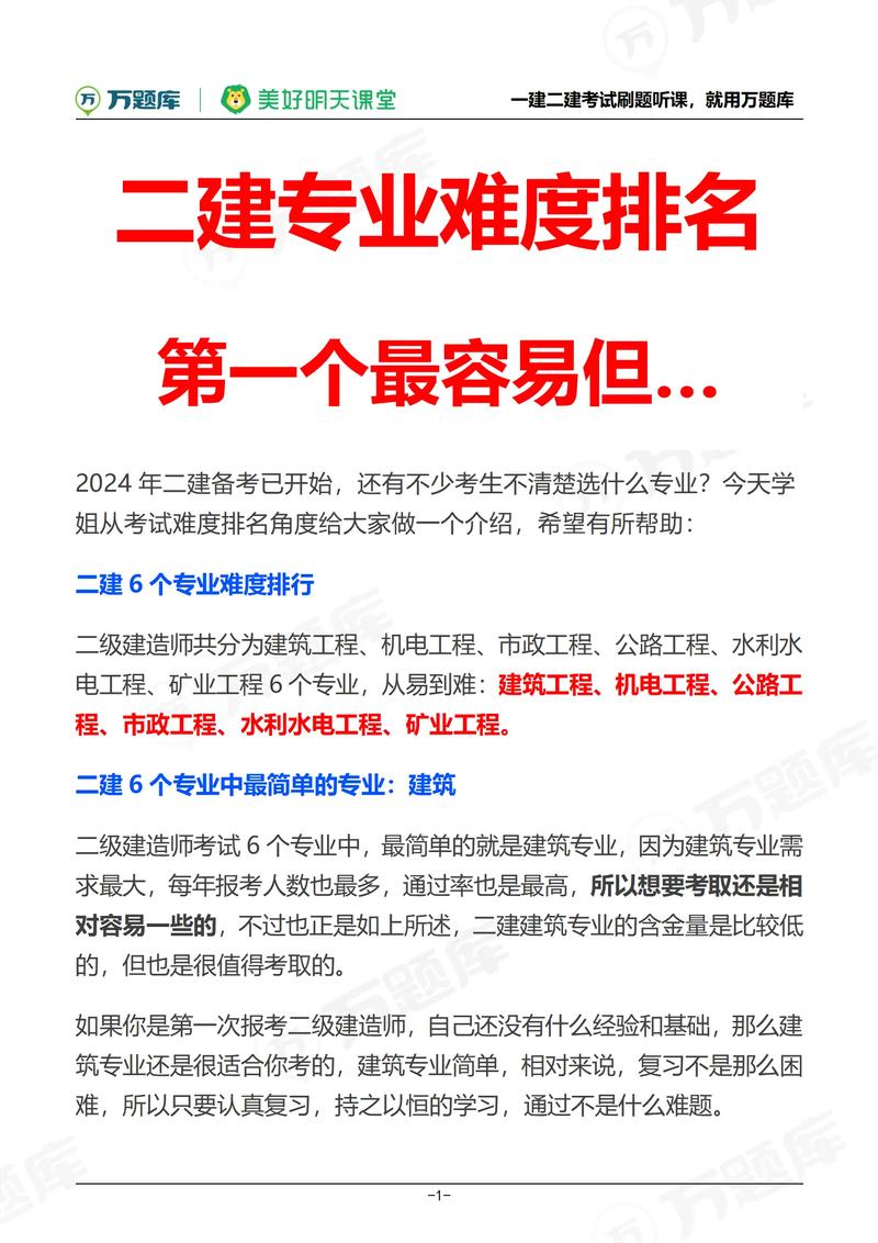 二建6個專業難度排行-圖1