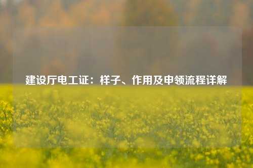 建設廳電工證：樣子、作用及申領流程詳解-圖1
