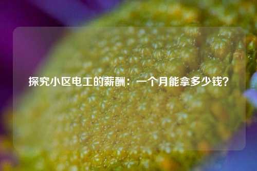 探究小區(qū)電工的薪酬：一個(gè)月能拿多少錢(qián)？-圖1