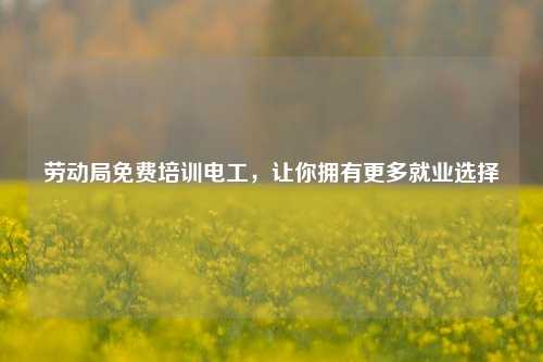 勞動局免費培訓電工，讓你擁有更多就業選擇-圖1