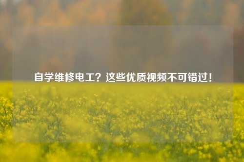 自學維修電工？這些優質視頻不可錯過！-圖1